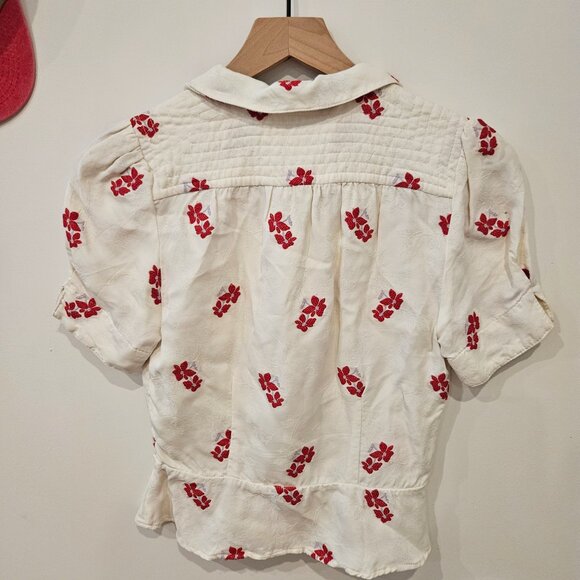 Rouje White Blouse with Red Floral Pattern - Picture 2 of 3